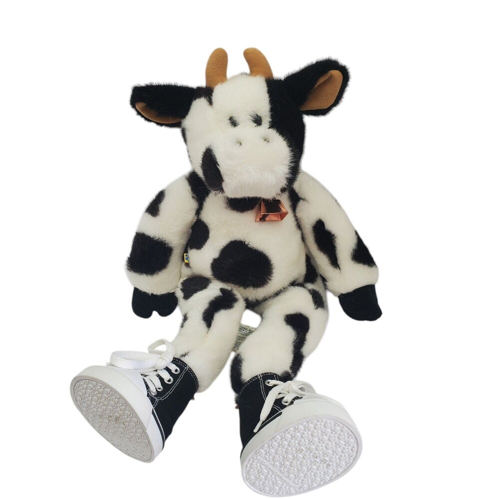 Build A Bear Holstein Cow Vintage 97 Black White Retired Plush 18”  Hi Top Shoes
